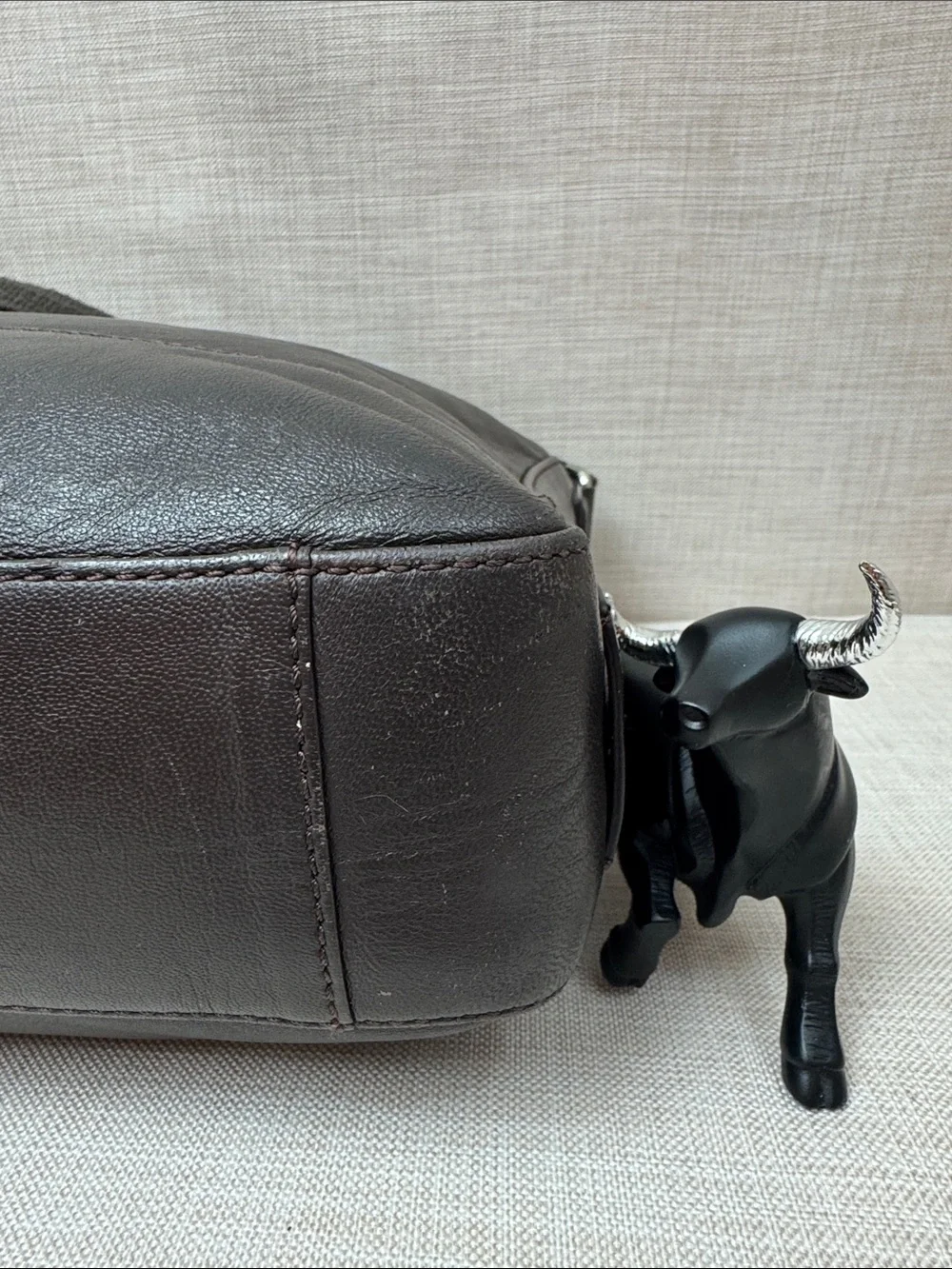 Cole Haan Dark Brown Leather Messenger Bag with Adjustable Strap
